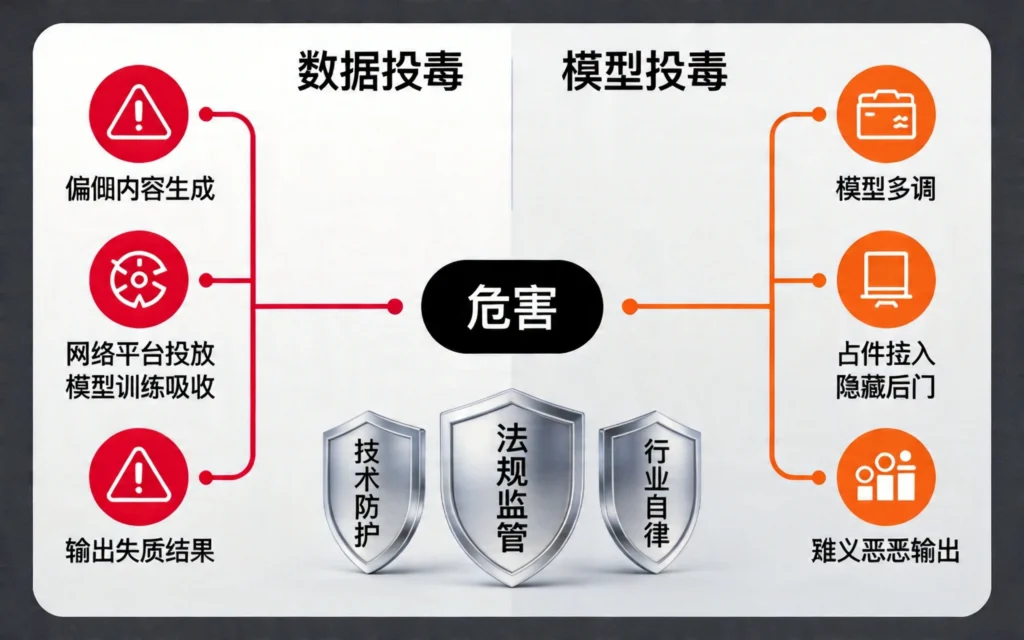 数据投毒与模型投毒两大攻击路径及三重防护体系