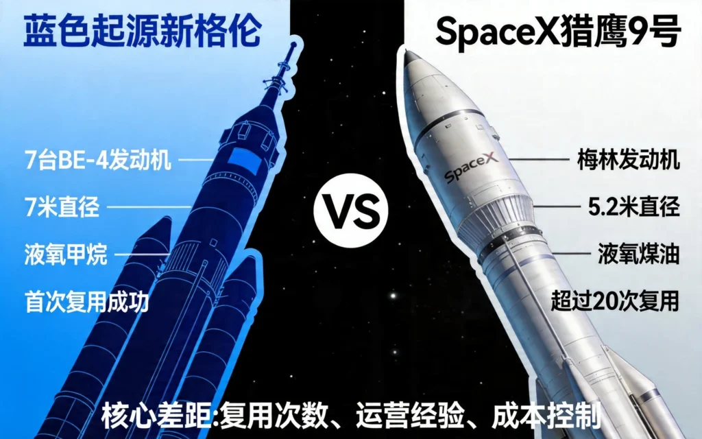 蓝色起源与SpaceX火箭技术复用次数对比竞争格局